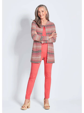 GOLDNER Langarm Spitzenjacke aus Jersey in koralle / gemustert