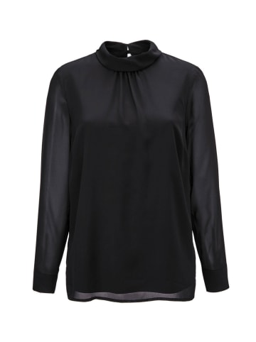 GOLDNER Kurzgröße:  Figurschmeichelnde Schlupfbluse mit modischer Kragenverarbeitung in schwarz