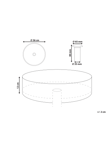 Beliani Waschbecken CALIG in Weiß - (W) 36 x (H) 12 x (L) 36 cm