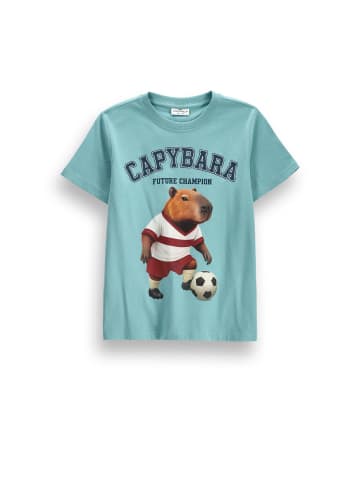 Coccodrillo Baumwoll-T-Shirt mit kurzen Ärmeln in türkis