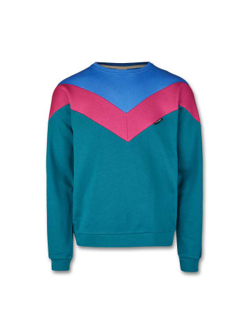 MANITOBER Cut & Sew Sweatshirt in Blue/Berry/D.Green