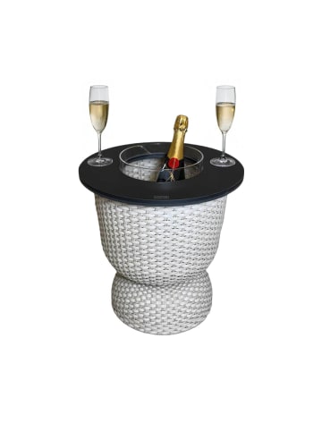 COOTAB Cooler Table 3-in-1 Loungetisch mit Acryl-Kühler Paris 43 cm in Champagner/Schwarz