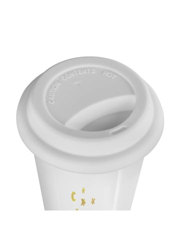 Mr. & Mrs. Panda Mehrwegbecher Schwein Glück mit Spruch in Weiß