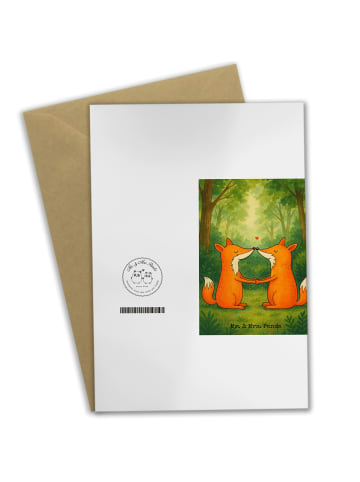 Mr. & Mrs. Panda Glückwunschkarte Füchse Liebe Design ohne Spruch in Weiß