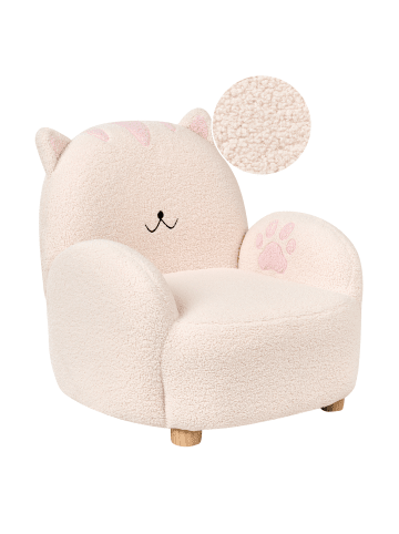 Beliani Kindersessel ZOAR in Weiß/Braun - (W) 55 x (H) 59 x (L) 54 cm