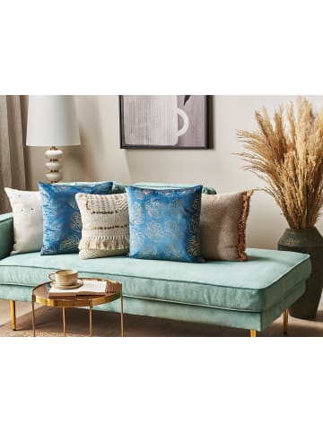 Beliani 2er-Set Dekokissen DELICIOSA in Blau/Gold