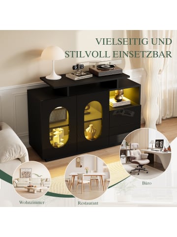 ABRIHOME Sideboard mit ovalen Glastüren und Stauraum