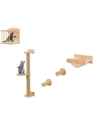 COSTWAY 5 PCS Kletterwand Katzen in Hellbraun