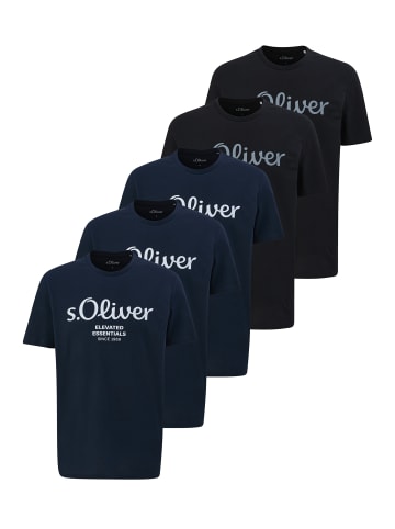 S. Oliver T-Shirt Basic in Blau / schwarz