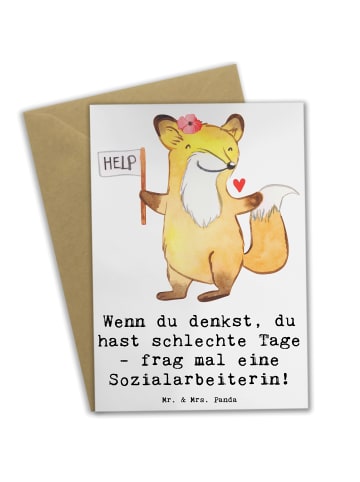 Mr. & Mrs. Panda Grußkarte Sozialarbeiterin Stärketage mit Spruch in Weiß