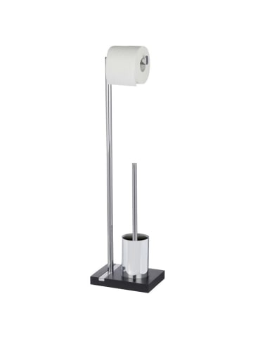 Wenko Stand WC-Garnitur Noble Black - Polyresin/Chrom in Schwarz, 20 x 74 x 15 cm