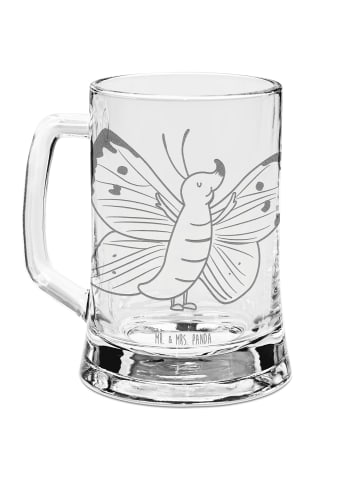 Mr. & Mrs. Panda Bierkrug Schmetterling Zitronenfalter ohne Spruch in Transparent