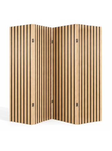 relaxdays Paravent in Natur/ Schwarz - (B)160 x (H)170 cm