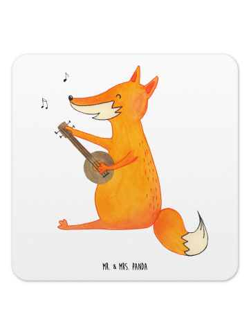 Mr. & Mrs. Panda Tischuntersetzer Fuchs Gitarre ohne Spruch in Weiß