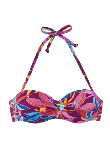 Buffalo Bügel-Bandeau-Bikini-Top in berry bedruckt