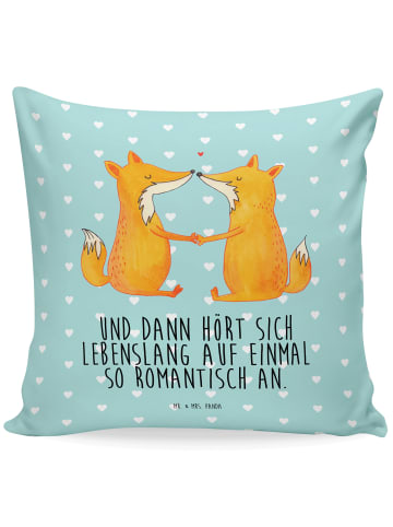 Mr. & Mrs. Panda Dekokissen Füchse Liebe mit Spruch in Türkis Pastell
