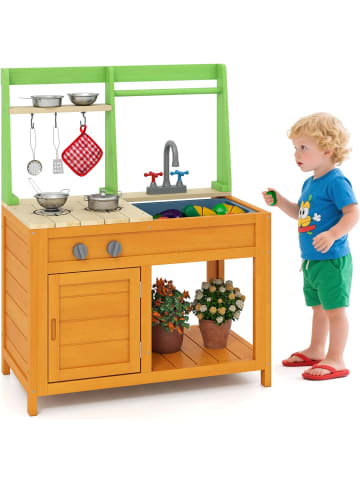 COSTWAY Matschküche Kinder Outdoor in Orange