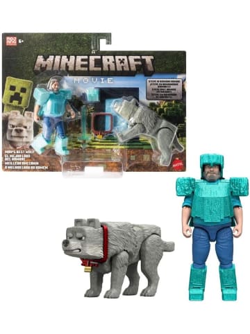 Mattel Minecraft JFR71 Movie Core Scale Steve und Wolf Actionfiguren Set=2 Stück 6+