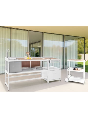 Beliani 3er-Set Gartenküche ORTISEI in Weiß/Braun