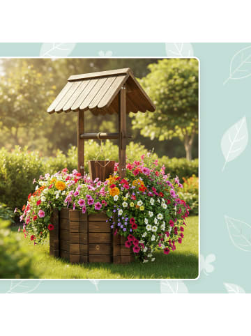 relaxdays Zierbrunnen in Braun - (B)56 x (H)114 x (T)56 cm