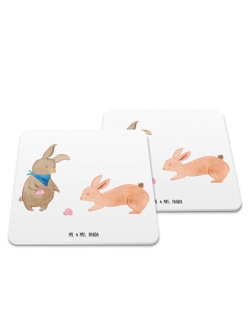 Mr. & Mrs. Panda Getränkeuntersetzer Hasen Muschel ohne Spruch in Weiß
