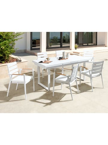 Beliani 7-tlg Gartentisch Set VALCANETTO/TAVIANO in Weiß/Braun