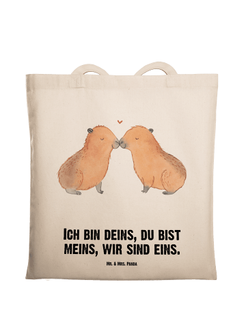 Mr. & Mrs. Panda Tragetasche Capybara Liebe mit Spruch in Creme