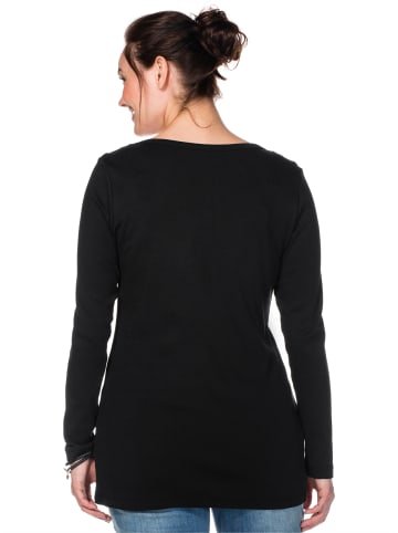 sheego Langarmshirt in schwarz