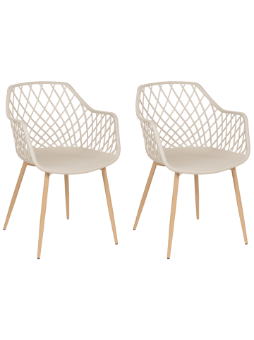 Beliani 2er-Set Esszimmerstuhl NASHUA in Beige/Braun