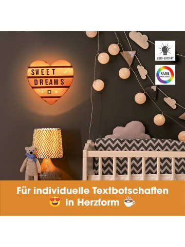 EASYmaxx LED-Leuchtkasten Herz 4,5V weiß 173 Buchstaben & 150 Moodjis Weiß