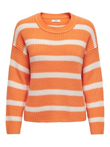 JACQUELINE de YONG Gestreifter Strick Pullover Rundhals JDYJUSTY in Orange