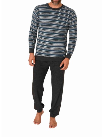 NORMANN langarm Frottee Schlafanzug Pyjama Bündchen - 77593 in blau