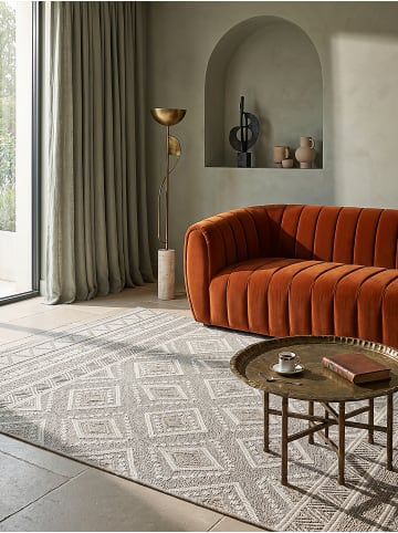 KADIMA DESIGN Teppich flach gewebt mit Rautendessin für drinnen und draußen in Beige