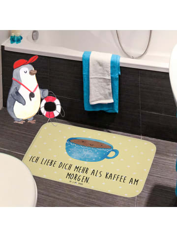 Mr. & Mrs. Panda Duschvorleger Kaffee Tasse mit Spruch in Gelb Pastell