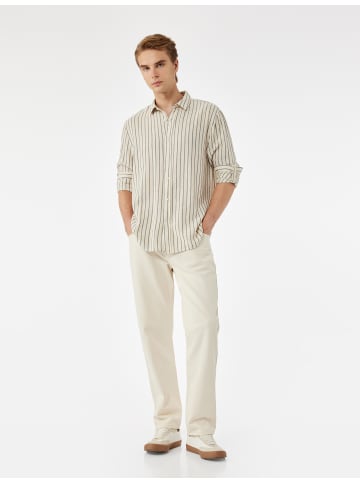 KOTON SHIRTS LS in Beige Gestreift