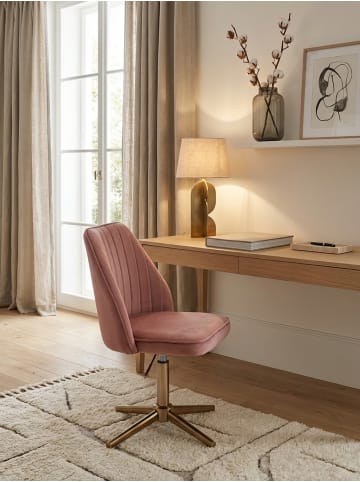 KADIMA DESIGN Samt Drehstuhl, höhenverstellbar, 360° drehbar, 120 kg Belastung in Rosa