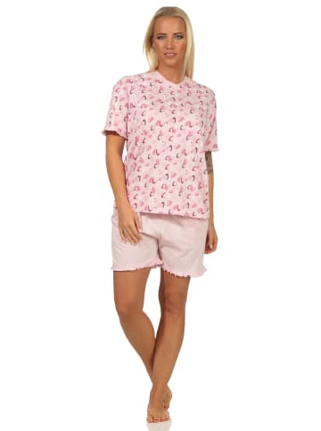 NORMANN Shorty Pyjama kurzarm Herzen - 62145 in rosa