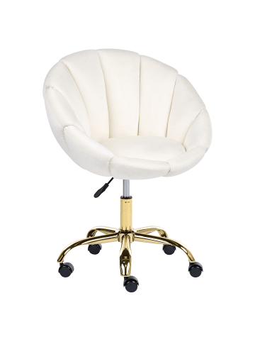 Beliani Bürostuhl ANNABELLE in Weiß/Gold - (W) 66 x (H) 81 x (L) 39 cm