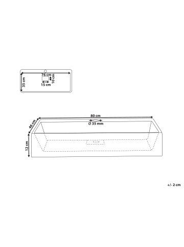 Beliani Waschbecken QUENKO in Schwarz - (W) 80 x (H) 12 x (L) 46 cm