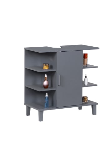 relaxdays Waschbeckenunterschrank in Blaugrau - (B)64 x (H)65 x (T)31 cm