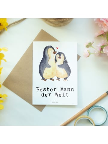 Mr. & Mrs. Panda Grußkarte Pinguin Bester Mann der Welt mit Spruch in Weiß
