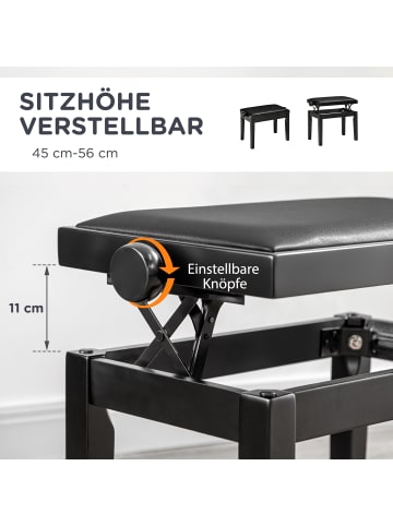 HOMCOM Klavierhocker in Schwarz 63L x 33B x 56H cm