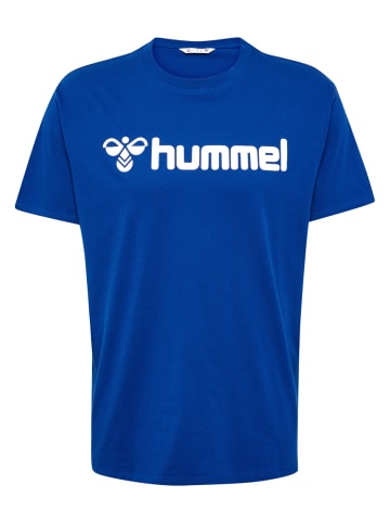 Hummel T-Shirt Regular Fit Stretch Rundhalsausschnitt Logo in Blau-2