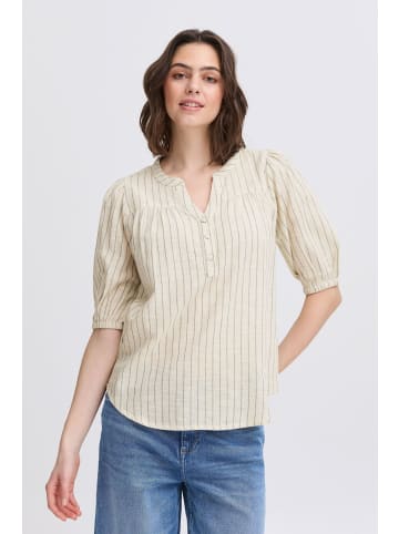 Fransa Kurzarm-Bluse FXBONNIE Regular fit in Beige Melange Stripes