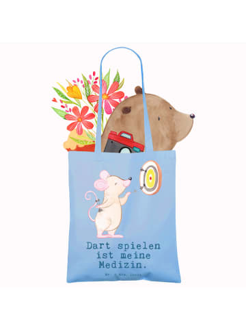 Mr. & Mrs. Panda Tote Bag Maus Dart spielen mit Spruch in Sky Blue