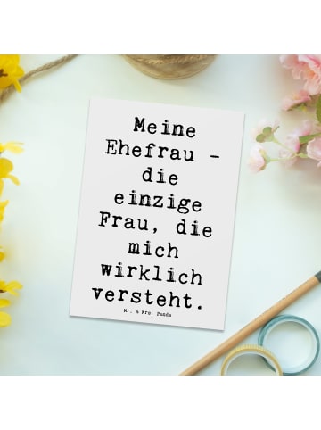 Mr. & Mrs. Panda Postkarte Ehefrau Verständnis mit Spruch in Weiß