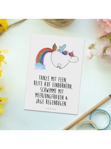 Mr. & Mrs. Panda Postkarte Einhorn Pegasus mit Spruch in Weiß