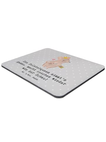 Mr. & Mrs. Panda Mauspad Polsterei Präzision mit Spruch in Grau Pastell