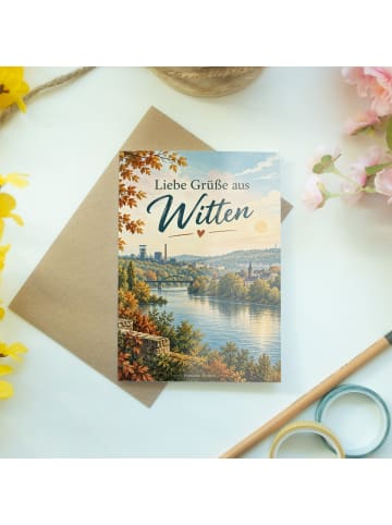 Grußkarte Stadt heimatverbunden Design mit Spruch in Weiß