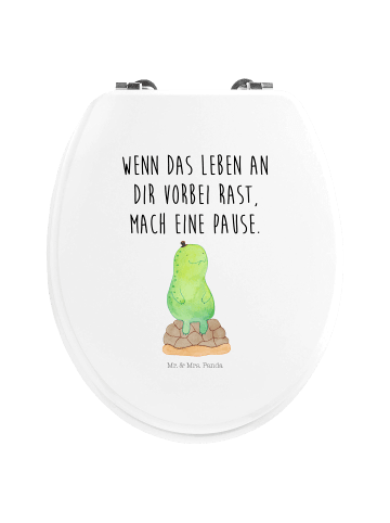 Mr. & Mrs. Panda Holz Toilettendeckel Schildkröte Pause mit Spruch in Weiß